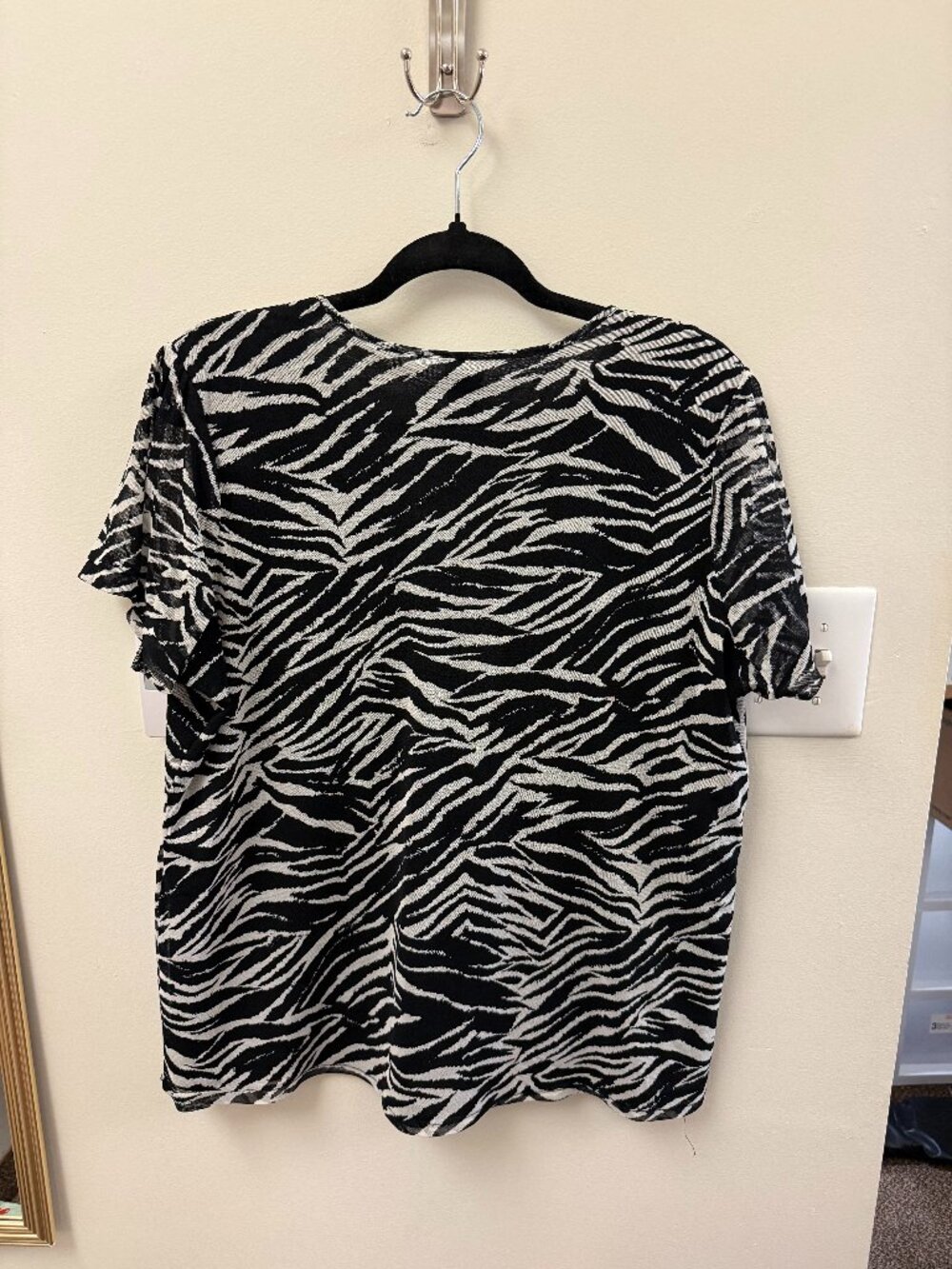 black and white zebra print blouse